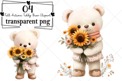 Whimsical Fall Autumn Teddy Bear Clipart Watercolor PNG Product Image 1