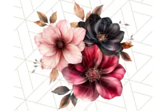 Gothic Floral PNG, Dark Aesthetic Flowers Clipart Print Product Image 4