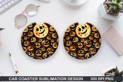 Pumpkins Car Coaster Sublimation| Halloween Coaster PNG Product Image 1