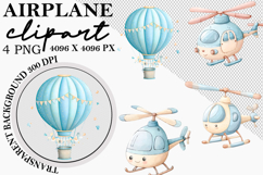 Whimsical Airplane Clipart Watercolor png Product Image 1
