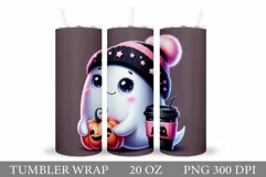 Cute Ghost Tumbler Sublimation. Ghost Halloween Tumbler Product Image 1