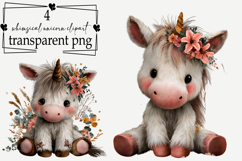 Whimsical Unicorn Clipart Watercolor PNG Product Image 1