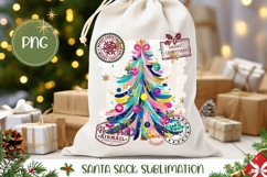 Colorful Christmas Tree Santa Sack, Cute Christmas Gift Bag Product Image 1
