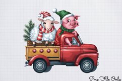 Cute Watercolor Christmas Farm Clipart Bundle PNG Product Image 13