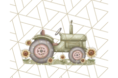 Fall Tractor Clipart PNG, Vintage Tractors With Pumpkins Product Image 4