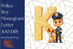 Police Officer Boy Letter K Clipart | Cop Alphabet PNG Product Image 1