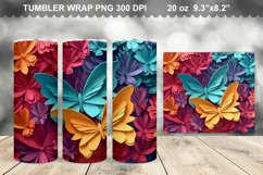 Colorful 3D Rainbow Butterfly Tumbler Design Product Image 1