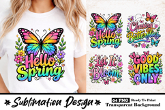 Hello Spring Rainbow Butterfly Sublimation Design Product Image 1