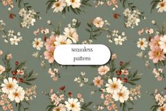 Soft Floral Seamless Pattern Sage Green Vintage Style Product Image 1