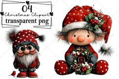 Cute Santa Claus Christmas Clipart Watercolor PNG Product Image 1
