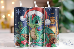 Merry Christmas Dragon Tumbler Wrap | Christmas Wrap Product Image 1