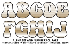 Stripes Alphabet Letters &amp; Numbers Clipart PNG 300DI Product Image 2