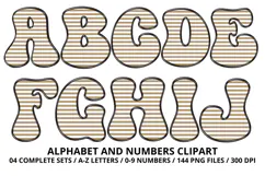Stripes Alphabet Letters & Numbers Clipart PNG 300DI Product Image 2