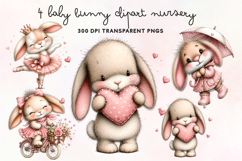 Baby Bunny Clipart Nursery PNG Product Image 1