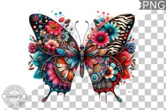 Vibrant Floral Butterfly Sublimation - Clipart PNG Design Product Image 1