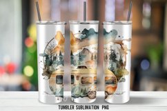 Watercolor Camping Tumbler Wrap Sublimation PNG Product Image 2
