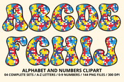 Autism Awareness Doodle Letters Puzzle Piece Alphabet PNG Product Image 2