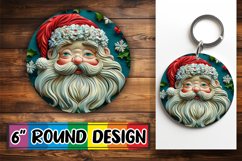 Holiday 3D Santa Claus Keychain Round Design PNG Product Image 1