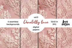 Coquette Lace Valentine Digital Paper Kit Rococo Patterns Product Image 1
