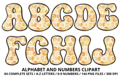 Honey bee Alphabet png clipart, honey bee letters doodle Product Image 2