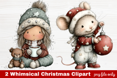 2 Whimsical Christmas Clipart | Cute Holiday PNG Set Product Image 1