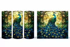Stained Glass Peacock Tumbler Wrap Design Product Image 2