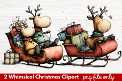 2 Whimsical Christmas Clipart | Cute Holiday PNG Set Product Image 1