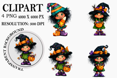 Halloween Witch Clipart Watercolor PNG Product Image 1