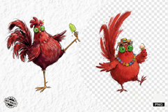 Whimsical Summer Chicken Png Clipart Product Image 1