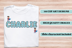 Superhero Digital Papers, superhero doodle letters Product Image 7