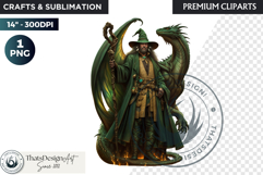 Fantasy Dragon wizard clipart, sorcerer, spellcaster, mage Product Image 1