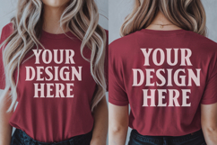 Christmas Bella Canvas 3001 Heather Red Front &amp; Back Mockups Product Image 1