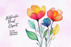 Abstract watercolor flower clipart sublimation Product Image 1