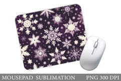 Snowflakes Mouse Pad Sublimation. Christmas Mouse Pad Design Product Image 1