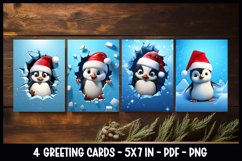 Penguins peeking out of a cracked ice I Greeting Cards Product Image 1