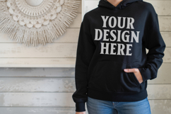 Black Gildan 18500 Hoodie Mockup, G18000 Hoodie Model mockup Product Image 1