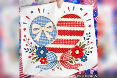 Patriotic Heart PNG, Red Blue Gingham Bow, Coquette 4th of Product Image 2