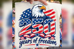 250 Years of Freedom PNG, Patriotic Bald Eagle American Flag Product Image 2
