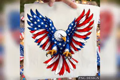 Patriotic Eagle PNG, American Flag Bald Eagle Design, 4th of Product Image 1