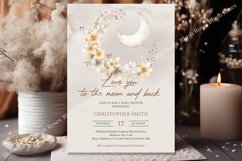 Neutral boho rusty floral moon and back Baby Invite ZB61 Product Image 2