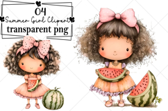 Whimsical Little Summer Girl Clipart Watercolor PNG Product Image 1