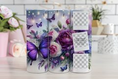 3 Photo Purple Butterfly Seamless Tumbler Sublimation Wrap Product Image 1