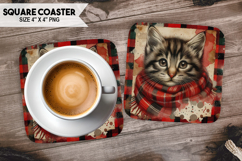 Cute Cat Square Coaster PNG Bundle, Printable Cat Bundle Product Image 13