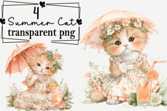 Whimsical Summer Cat Clipart Watercolor png Product Image 1