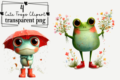 Whimsical Cute Frogs Clipart PNG Watercolor png Product Image 1