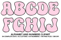 Stripes Alphabet Letters &amp; Numbers Clipart PNG 300DI Product Image 2