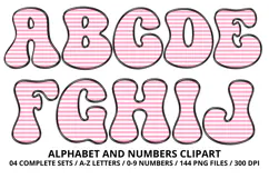 Stripes Alphabet Letters & Numbers Clipart PNG 300DI Product Image 2