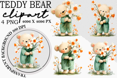 Whimsical Teddy Bear Clipart Watercolor Teddy Bear png Product Image 1