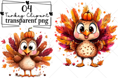 Whimsical Turkey Clipart Watercolor PNG Product Image 1