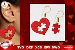 Valentine's Heart Puzzle Earrings Laser Cut | Jewelry Product Image 1